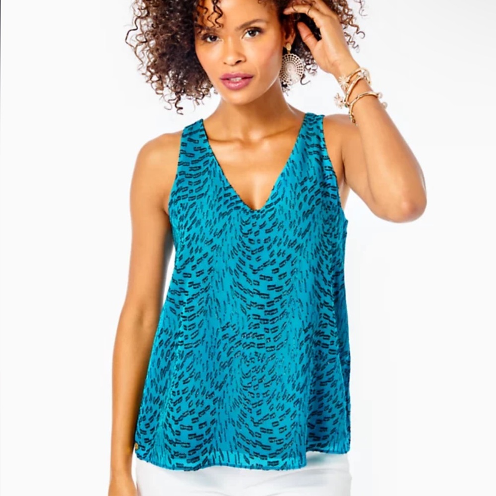 Blue Patterned Women's Top